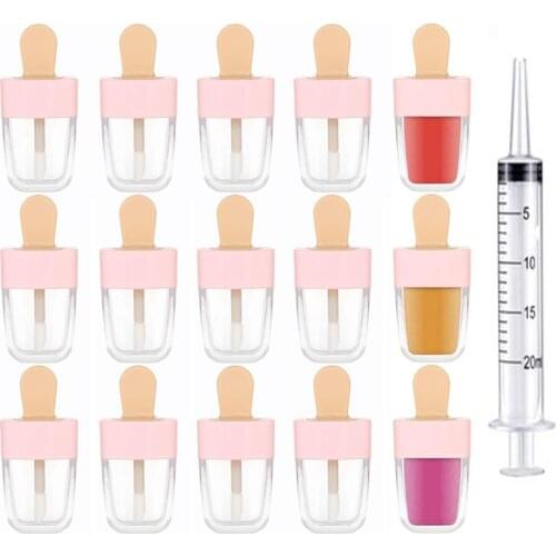 20Pcs 8ml Lip Gloss Tubes Pink Ice-cream Shaped Empty Lip Gloss Tube Lip Balm Container DIY Make Up Cosmetic Sample Bottle