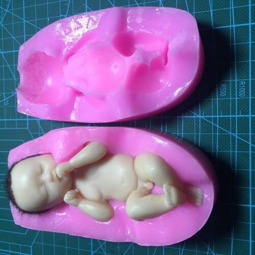 Boy and Girl 3D twins Baby Silicone Mold Fondant cake silicone Mold Baby Pendant decorating aroma stone moulds