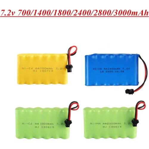 700mAh 1400mAh 1800mAh 2400mAh 2800mAh 3000mAh 7.2V battery for RC Toys Cars Trucks Tank Guns 7.2v NI-MH NI-CD battery