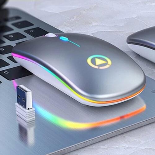 Wireless Mouse Chargeable Lightweight Portable LED Colorful Ultra-thin Rechargeable Silent Mouse Bluetooth Mice for Laptop PC