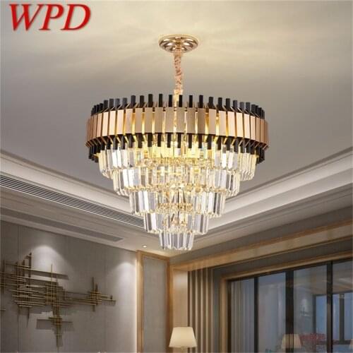 WPD Postmodern Black Chandelier Fixtures Crystal Pendant Lamp Luxury Light Home LED Decorative for Living Dining Room