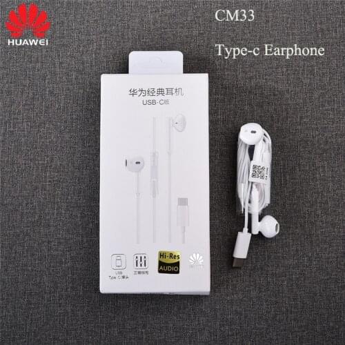 CM33 Earphone Original HUAWEI USB Type-C In Ear Hearphone Headset Mic Volume HUAWEI Mate 10 20 Pro 20 X RS P 10 20 30 Note 10
