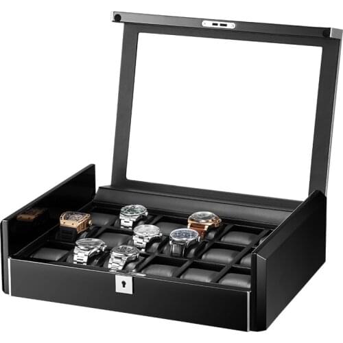Top Class PU Leather Wooden Watches Box 18 Removable Display Case Holder Pillow Glasses Jewell Boxes Organizer Dropshipping