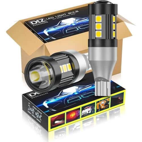 DXZ 10pcs T15 W16W LED Bulbs T16 Canbus Bulb 12-SMD 1200LM 921 912 Car Turn Signal Reverse Backup Brake Light Auto Lamp 6500K