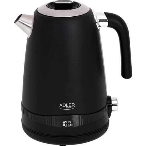 Adler AD1295B electric water kettle, 1,7L capacity, BPA free, temperature Control, stainless steel, wireless 2200W Black
