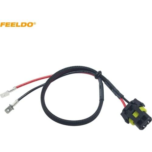 FEELDO 1Pc 12V 35W 55W Auto HID Conversion Kit Xenon Lamp Bulb Power Wire Harness Female Plug Cord H11 HID Kit Power Cable