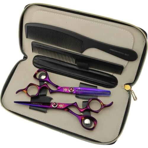 "Personality Handle Hairdressing Scissors Home Hair Salon Plus Thin Cut Bangs Scissors Purple Japan Stainless Steel Type Teeth"
