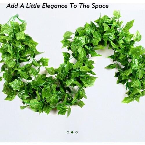 12Pcs Fake Green Plant Vine Artificial Green Flower Air Conditioning Loft Fence Winding Green Leaves Home Bar Garden Wall Decor