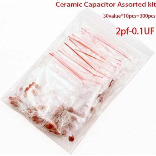 300pcs 30value 50V Ceramic Capacitor Assorted kit Assortment Set 30value*10pcs=300pcs