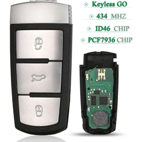 Bilchave Keyless Go 3C0959752BG 434Mhz 3 Buttons Remote Smart Car Key ID46 PCF7936 Chip For VW Passat CC Magotan