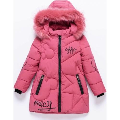 Girls Winter Jacket Children Thicken Warm parka Kids Down Jacket Big Fur Hooded Coats Teenage Winter Outerwear -30degrees Winter