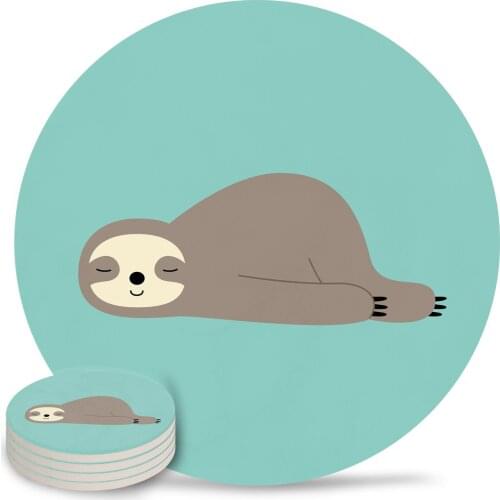 Sloth Placemats for Table Coffee Kitchen Accessories Table Decor Ceramic Coasters