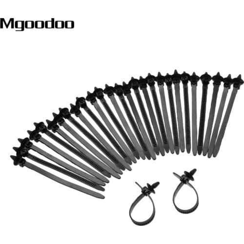 Mgoodoo 30Pcs Nylon Black Car Auto Cable Strap Push Mount Wire Tie Retainer Clip Clamp Nylon Fasten Zip Wire Wrap Strap