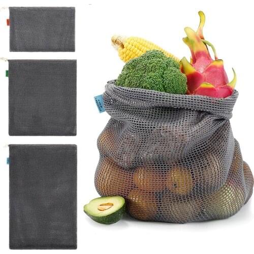Reusable Cotton Mesh Bag Vegetable Bags Eco Produce Bag Cotton Mesh Vegetable Storage Bag Reusable Shopping Bags with Drawstring