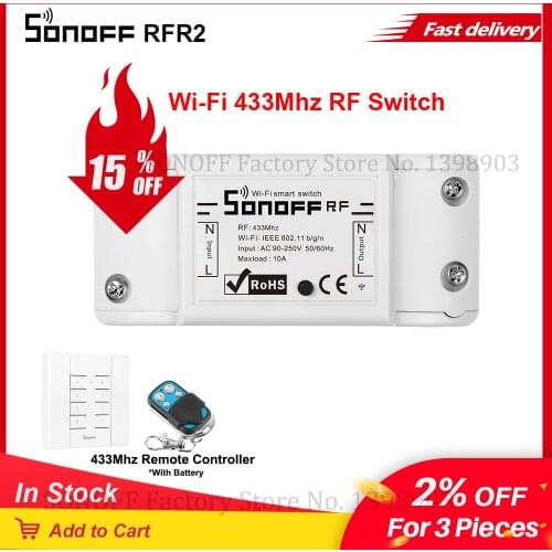 Itead SONOFF RF R2 433Mhz WiFi Switch Breaker Relay Module Smart Remote Controller Work With Alexa Google Home and sonoff RM433