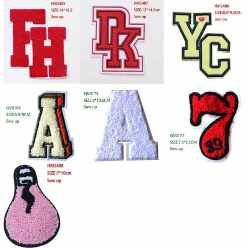 Cartoon Decorative Patch Letter A Number 7 icon Towel Embroidered Applique Patches For DIY Iron on Badges on clothes,backpack