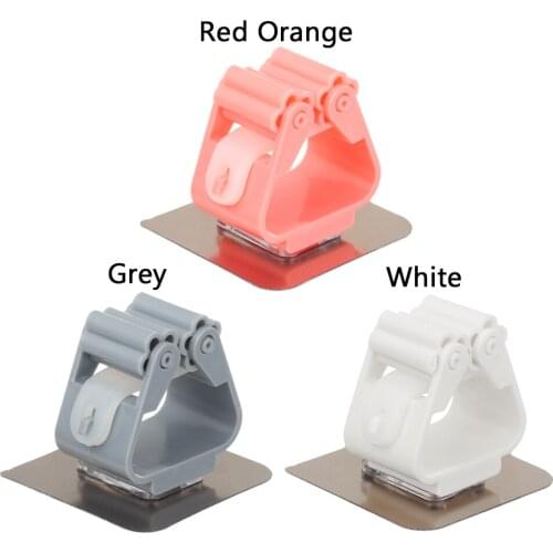 1Pc ABS Wall Mounted Hooks Mop Holder Self Adhesive Spring Clip Rack Multi-Purpose Kitchen Accessories Hanger Hook 2021 New