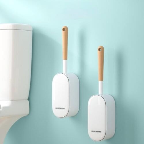 Nordic Adhesive Toilet Brush Holder Plastic Cleaning Hanging Toilet Brush Wall Mounted Flat Wc Escobilla Wc Bathroom Products 50