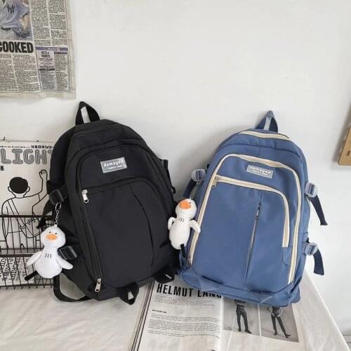 Nylon New Fashion Womens Backpack Trendy Solid Color School Bags Waterproof Bookpack Large-capacity Outdoor School Backpack