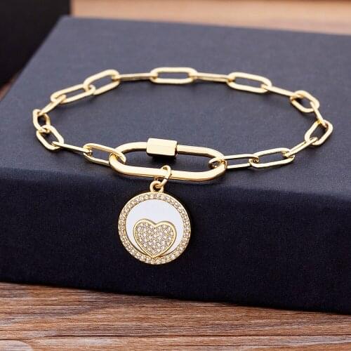 New Arrival 17 Styles Various Shapes Heart Pendants Bangle For Women Gold Color Romantic Bracelets Best Party Wedding Jewelry