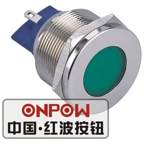 ONPOW 25mm Metal LED Waterproof Signal lamp, Nickel plated brass indicator lamp, indicator light (GQ25T-D/G/6V/N) CE,RoHS