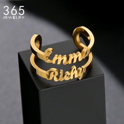 Personalized Ring Customed Adjustable Ring Stainless Steel Name Rings Women New Fashion Adjustable Size Gifts For Birthday Party