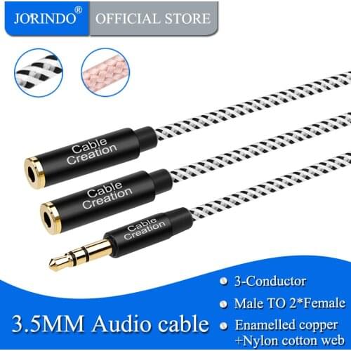 Headphone Splitter, JORINDO 3.5mm Stereo Audio Y Splitter Cable 3.5mm Male to 2 Port 3.5mm Female Compatible iPhone,Samsung, LG