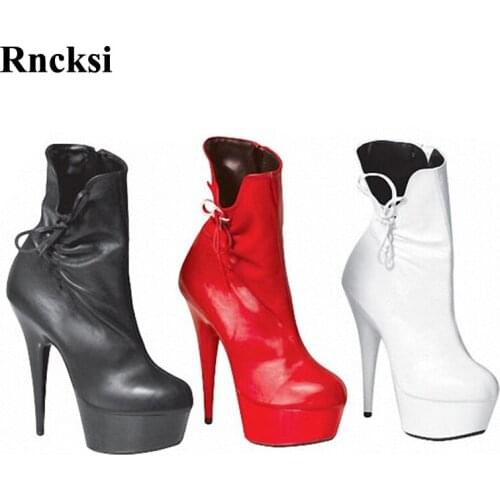 Rncksi 15cm High-heeled Shoes The Bride Wedding Shoes White Open unique Bow Princess Boots Dancer 6 inch Ultra High Boots