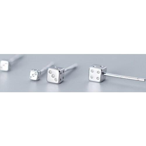 925 Sterling Silver Simple Cubes Square Stud Earrings For Women Tiny Dice Small Earring Girl Luxury Sterling-silver-jewelry