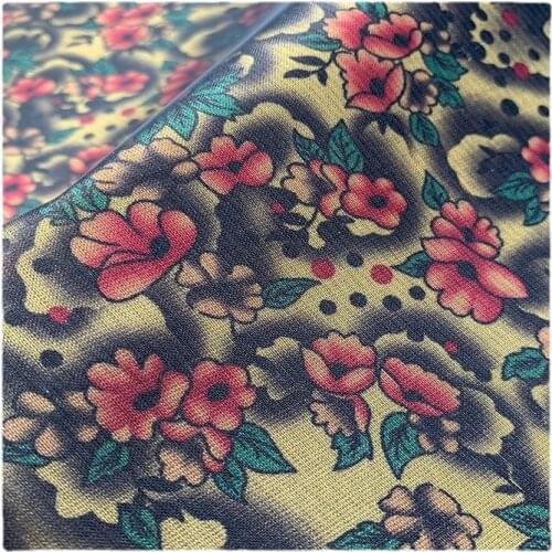 Width 59" Black Crisp Wrinkle Resistant Organza Composite Printed Fabric By The Half Yard For Shirt Dress Material