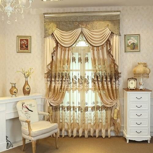 New Style Curtain Thickened Chenille European Style Bay Window with Velvet Embroidery Curtains for Living Dining Room Bedroom