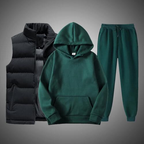 Brand Men Casual Sets New Men 3pack Solid Hoodies & Sweatpants & Jacket Tracksuit Trendy Sportswear Set Male Men Clothing Set