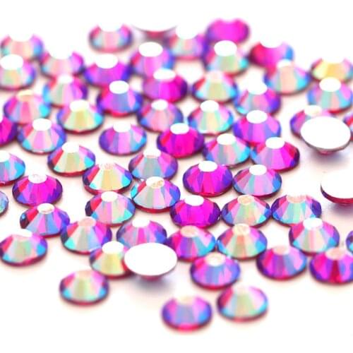 SS3-SS30 Nail Art Rhinestones Fuchsia AB Glitter Strass Glass Rhinestone for Nails Stones for 3D Nail Art Decorations H0942