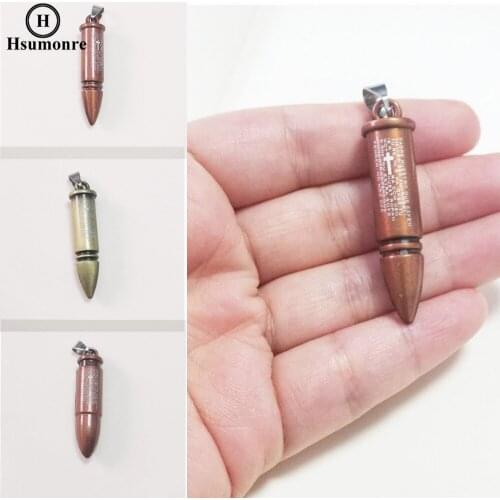 Ancient Bronze Short Bullet Pendants Znic Alloy Charms Red Copper Bible Cross Engraved for DIY Jewelry Making Accessory Vintage
