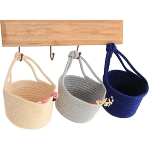 Household Items Cotton Woven Finishing Basket Nordic Small Hanging Basket Cotton Rope Storage Box