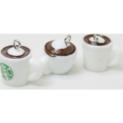 Yamily 10pcs/Resin Drink Charms Simulation DIY Mini Coffee Cup Pendants Earring Keychain Jewelry Making For Necklace Accessories