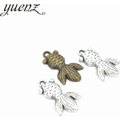 YuenZ 10 pcs 2 color Antique Silver color fish Charms Zinc Alloy necklace,earring bracelet jewelry DIY handmade 25*15mm D746