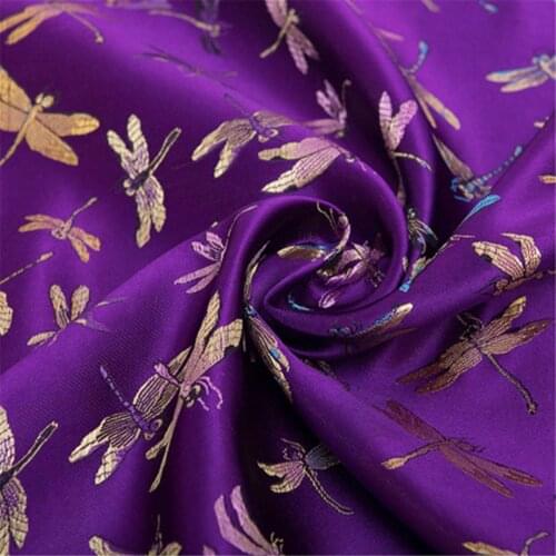 Fidget Brocade Damask Fabric Jacquard Dragonfly Upholstery Clothing Jacket 100cmX90cm Violet