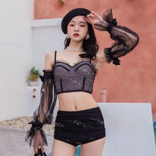 Women Swimsuit Two Pieces Girls Bikin Swimwear For Badpak Conceals Looks Sexy Big Push Ups Long Sleeve Bikini Set Spandex