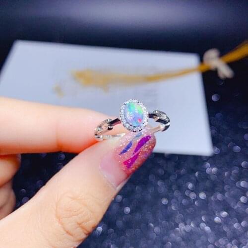 S925 Sterling Silver Ring Engagement Ring Natural Opal Accessories 5x7mm Ladies Luxury Fashion Jewelry Noble Personality