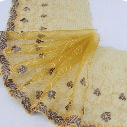 10Meters Yellow Lace Trimming Mesh Bra Trim Fabric Embroidery Sewing Ribbon DIY Dress For Clothing Decoration