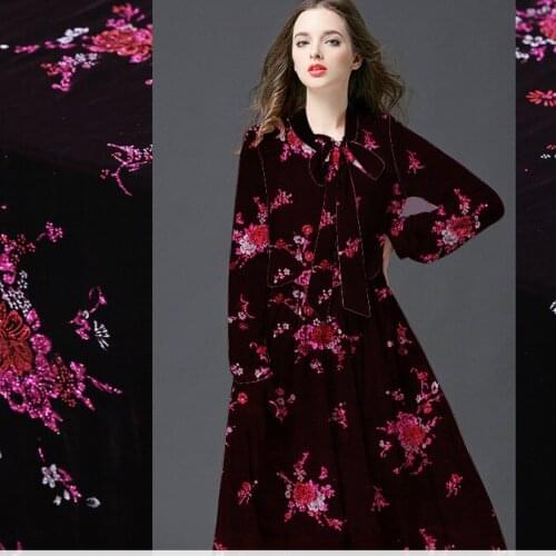 114cm wide bronzed silk velvet fabric meter impervious fashion dress silk fabric drape rayon fabric wholesale silk cloth