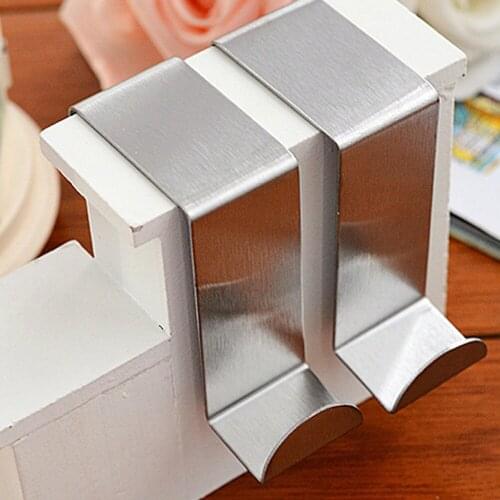 2Pcs/set Stainless Steel Cabinet Door Drawer Hooks Clothes Hanger Bag Towel Holder Home Organizer Practical Kitchen Gadgetsip