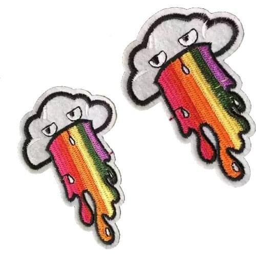 2020 New Arrival Vomiting Cloud Patches for Clothing Coat DIY Decoration Patch Iron on Clouds Embroideried Applique 5 Pieces/set