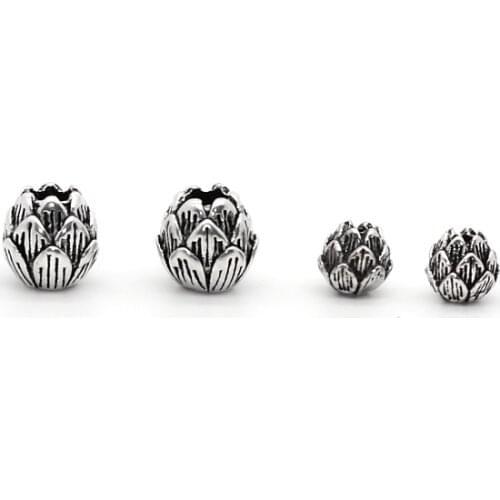 6pcs/lot 925 Silver Lotus Charms Beads for DIY Jewelry Bracelets Necklaces Making 2 Size