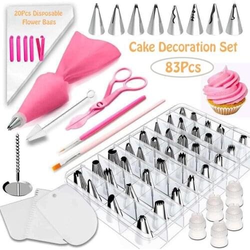 83pcs/Set cake decoration set Cake Decorating Tools Kit Turntable Pastry Nozzles Icing Piping Nozzles Tips Baking Tools