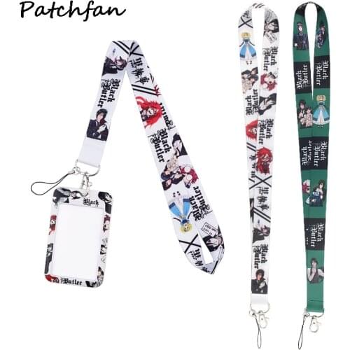 AD667 Patchfan Anime Lanyard Keychain key Badge Mobile Phone Rope Lanyard With Kawaii Card Holder Cover