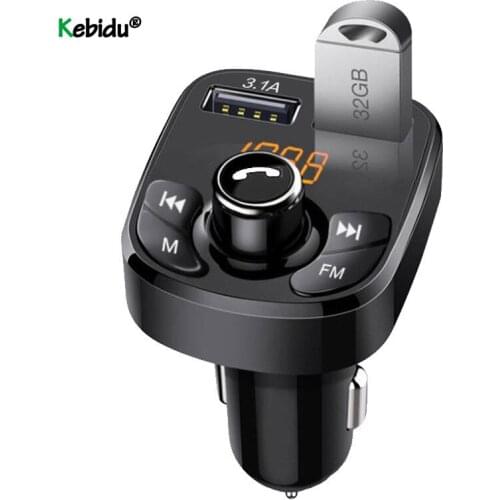 Kebidu Car Mp3 Player Bluetooth 5.0 FM Transmitter Modulator Handsfree Car Accessories Audio FM Transmittor 3.1A Fast Charger