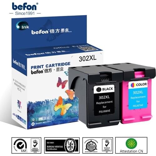 Befon Re-Manufactured 302XL Cartridge Replacement for HP 302 HP302 XL Ink Cartridge for Deskjet 1110 1111 1112 2130 2131 2132