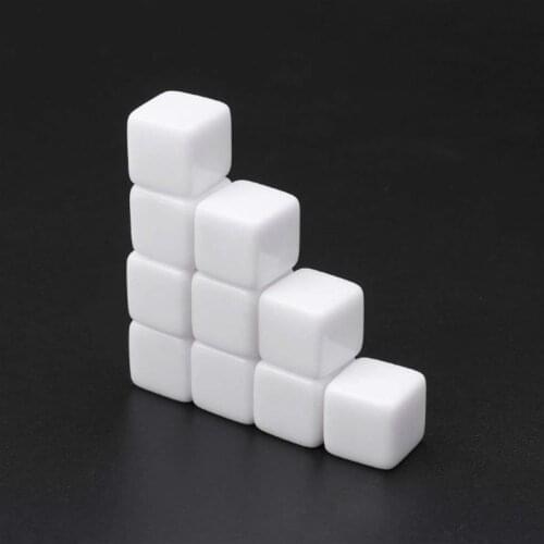 10Pieces 12mm 14mm 16mm 18mm 20mm 25mm Glossy D6 White Blank Dice With Square Angle Cube For Board Game Accessries